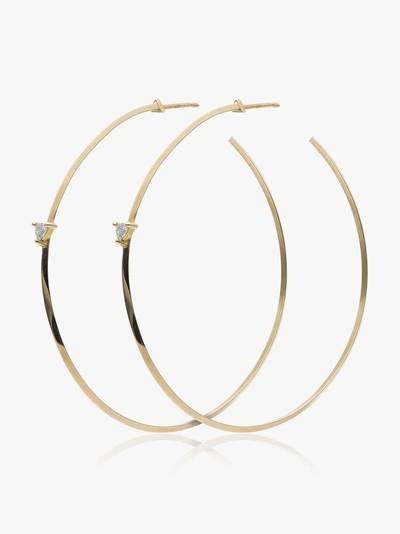 Shop Lizzie Mandler Fine Jewelry Yellow Gold Diamond Hoop Earrings In Metallic