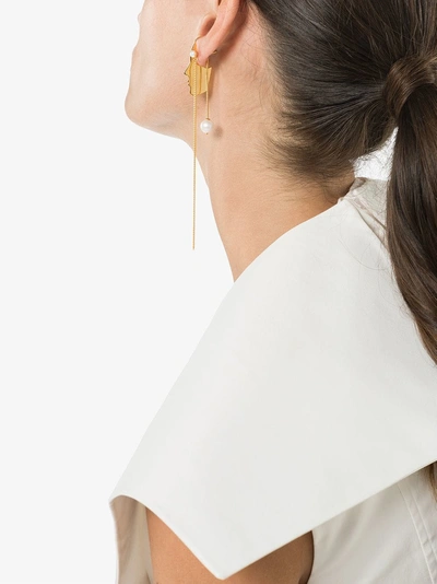 Shop Vibe Harsløf Sara Face Singular Earring In Metallic