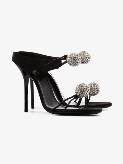 Shop Saint Laurent Pierre 110 Satin And Leather Crystal Ball Shoes In Black