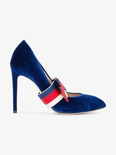 Shop Gucci Pointed Toe Pumps In Blue