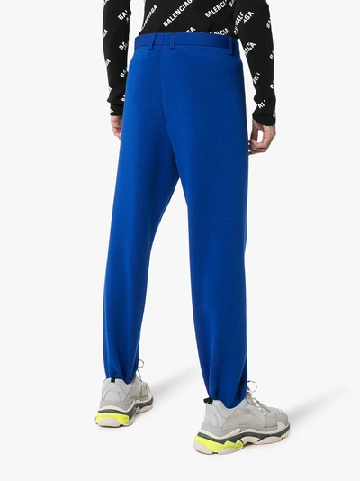 Shop Balenciaga Zip Front Stirrup Leg Sweatpants In Blue