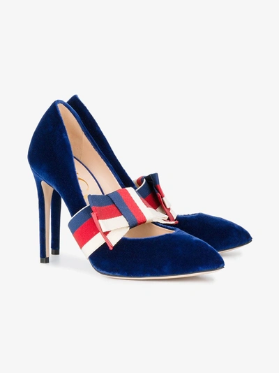 Shop Gucci Pointed Toe Pumps In Blue