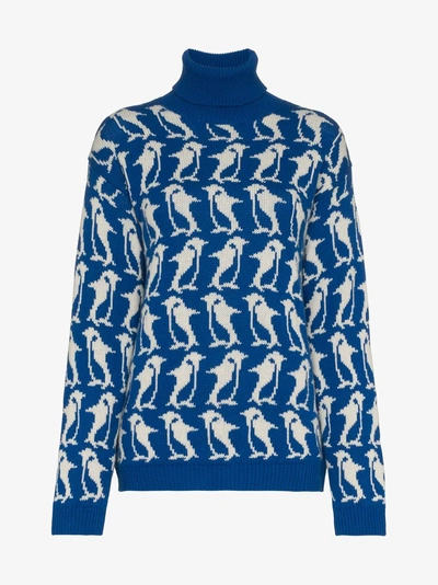 Shop Moncler Grenoble Penguin Turtle Neck Knit In Blue