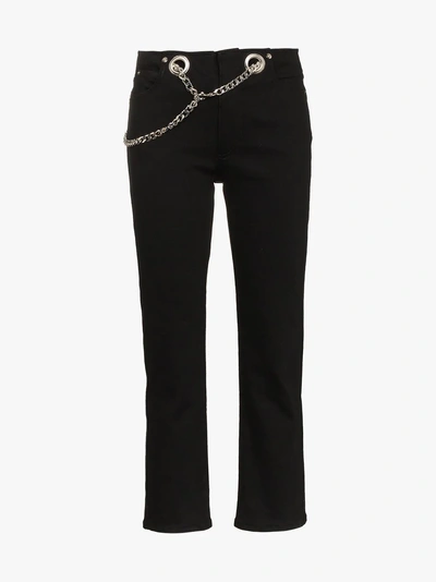 Shop Miaou Tommy Belted Cotton Trousers In Black