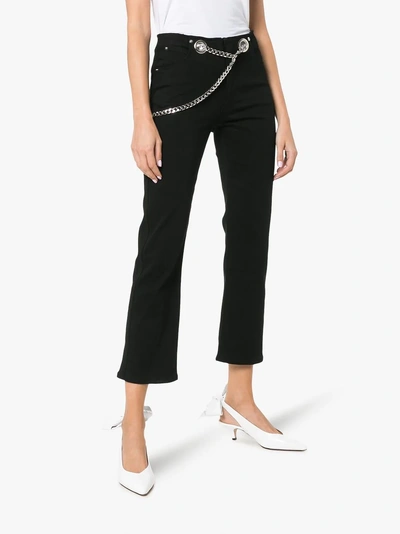 Shop Miaou Tommy Belted Cotton Trousers In Black