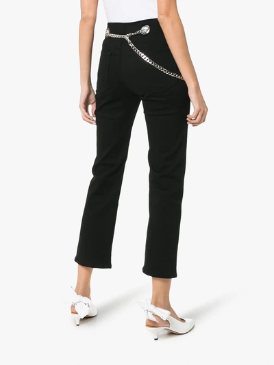 Shop Miaou Tommy Belted Cotton Trousers In Black