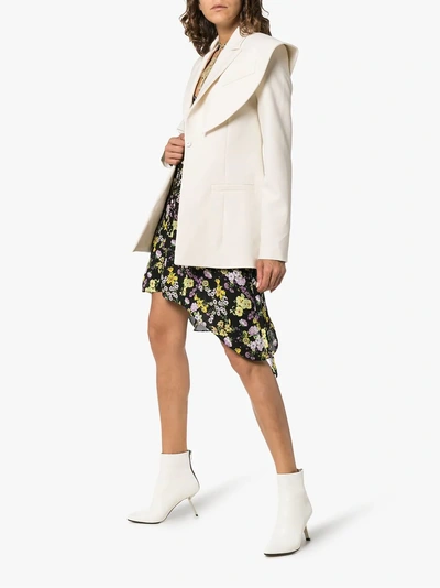 Shop George Keburia Asymmetric Fitted Blazer In White