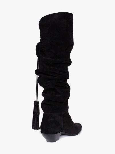 Shop Saint Laurent Ruched Boots In Black