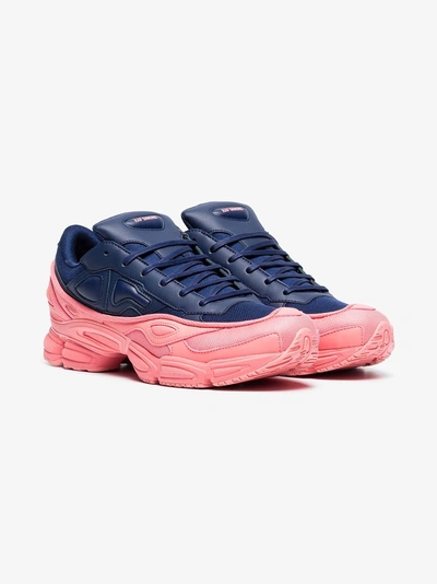 Shop Adidas Originals Adidas By Raf Simons Pink And Blue Ozweego Leather Sneakers