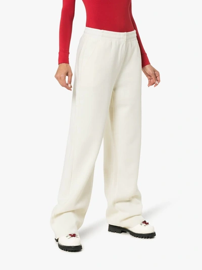 Shop Moncler Grenoble Knitted Virgin Wool Track Pants In White