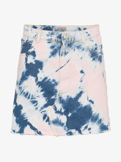 Shop Ashley Williams Tye Dye Denim Mini-skirt In Blue