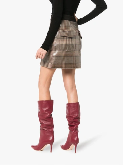 Shop Fendi Vernished Checked Skirt In Neutrals