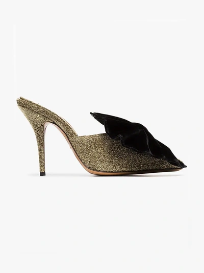 Shop Alexandre Vauthier Kate Mule 100 Bow Lurex Pumps In Metallic