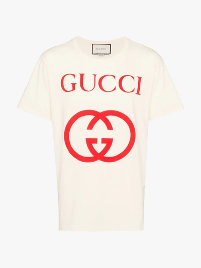 Shop Gucci Interlocking G Logo T-shirt In White