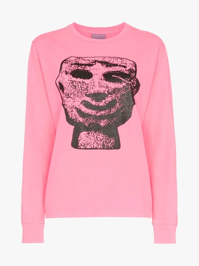 Shop Ashley Williams Stone Head Graphic Cotton T-shirt In Pink