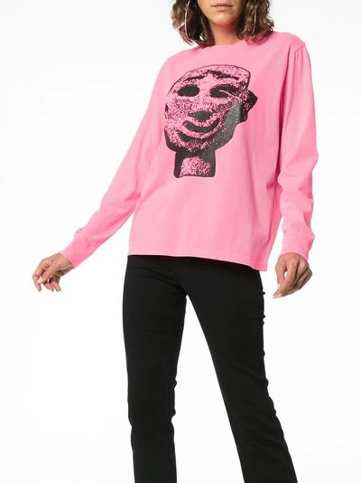 Shop Ashley Williams Stone Head Graphic Cotton T-shirt In Pink