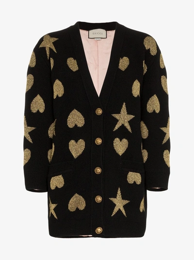 Shop Gucci Cardigan Mit Sternen In Black