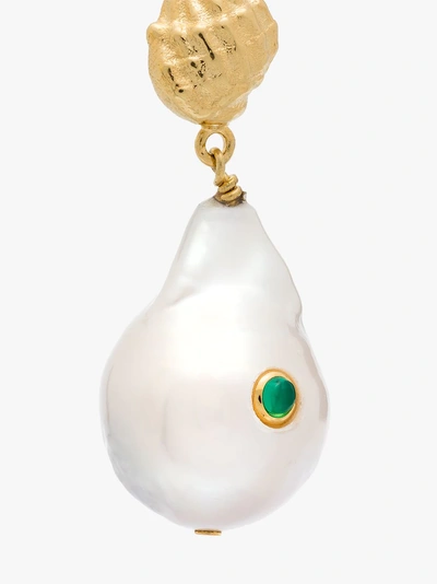 Shop Anni Lu 18k Gold-plated Baroque Shell Drop Earring In Green