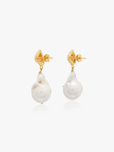Shop Anni Lu 18k Gold-plated Baroque Shell Drop Earring In Green