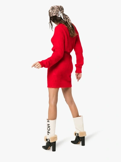 Shop Alyx 1017  9sm Long-sleeve Mini Mohair And Wool Sweater Dress In Red