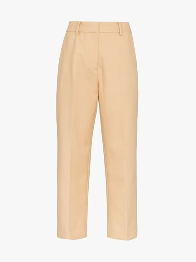 Shop Khaite Catherine Tailored Cotton Trousers In Neutrals