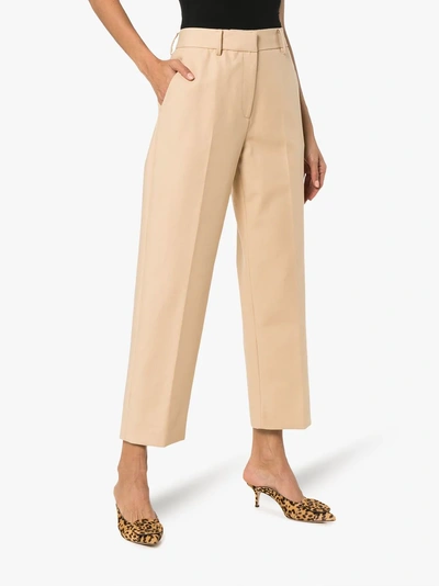 Shop Khaite Catherine Tailored Cotton Trousers In Neutrals