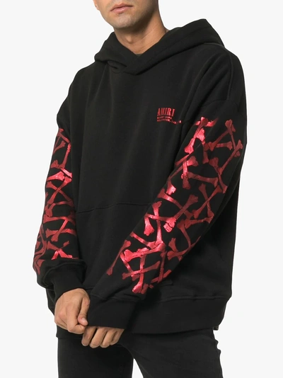 Shop Amiri Sunset Bones Cotton Hoodie In Black