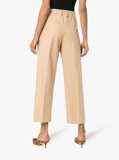 Shop Khaite Catherine Tailored Cotton Trousers In Neutrals