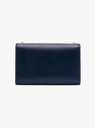 Shop Saint Laurent Midnight Blue Kate Grained Leather Shoulder Bag In 4117 Blue