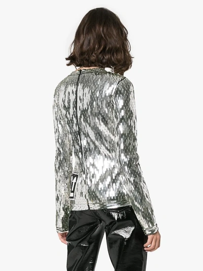 Shop Off-white Oberteil Mit Pailletten In Silver