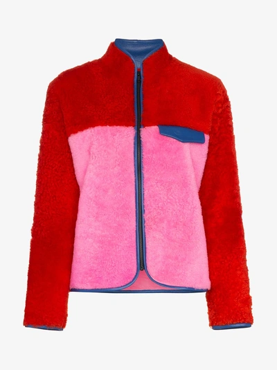 Shop Ashley Williams Alice Fleece Shearling Jacket In Red