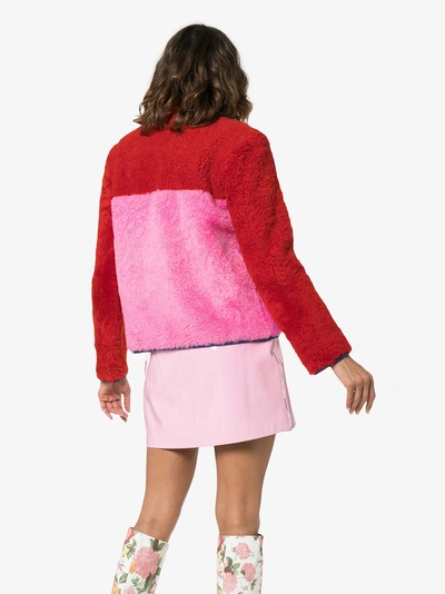 Shop Ashley Williams Alice Fleece Shearling Jacket In Red