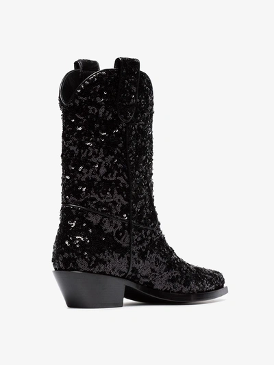 Shop Dolce & Gabbana Gaucho 40 Sequined Cowboy Boots In Black