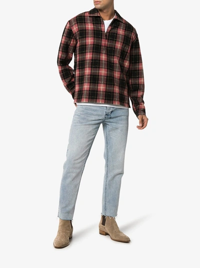 Shop Saint Laurent Zip Check Print Shirt In Black