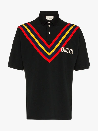 Shop Gucci Poloshirt Mit Print In Black