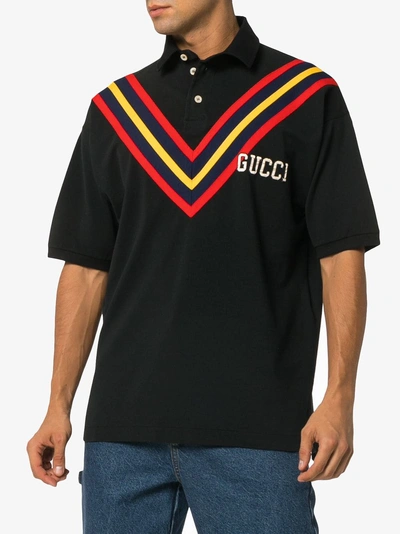 Shop Gucci Poloshirt Mit Print In Black