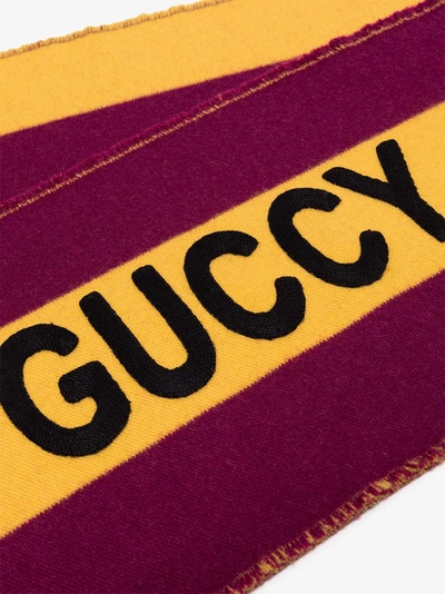 Shop Gucci Violet And Yellow Guccy Motif Scarf