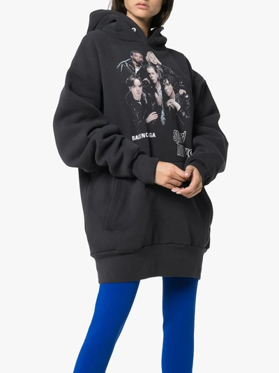 Shop Balenciaga Speed Hunters Boy Band Oversized Cotton-blend Hoodie In Black