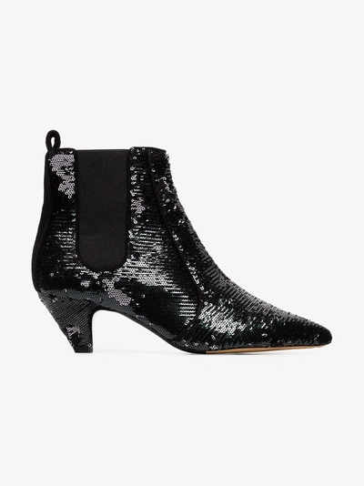 Shop Tabitha Simmons Effie 50 Sequin Ankle Boots In Black