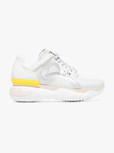 Shop Fendi Sheer Panels Chunky Sneakers In White