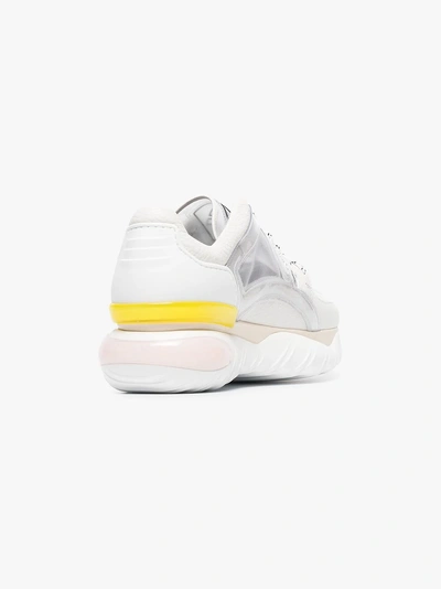 Shop Fendi Sheer Panels Chunky Sneakers In White