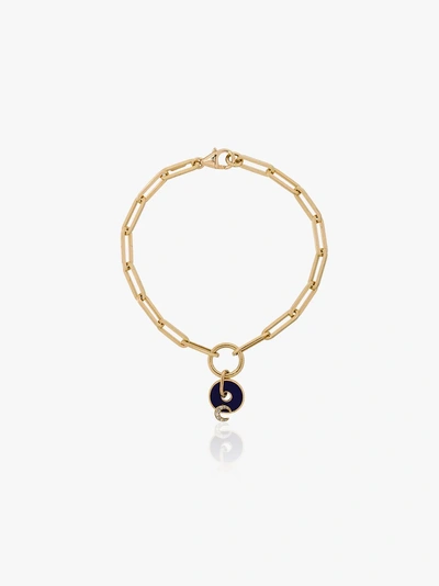 Shop Foundrae 18k Yellow Gold Blue Crescent Classic Fob Clip Chain Diamond Bracelet