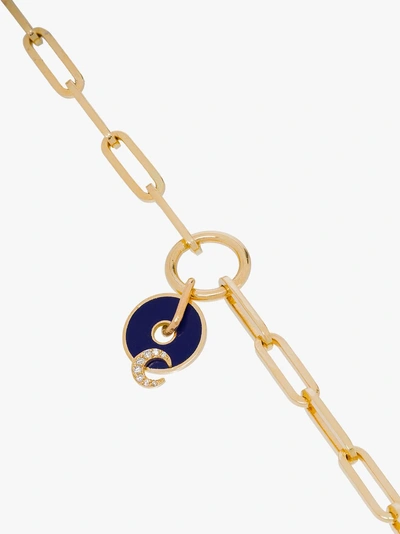 Shop Foundrae 18k Yellow Gold Blue Crescent Classic Fob Clip Chain Diamond Bracelet