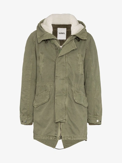Shop Yves Salomon Shearling Lined Feather Down Parka In Green