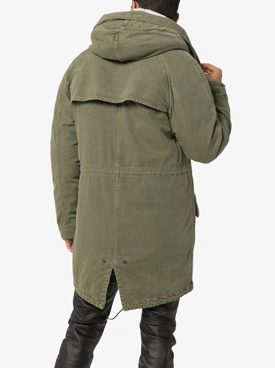 Shop Yves Salomon Shearling Lined Feather Down Parka In Green