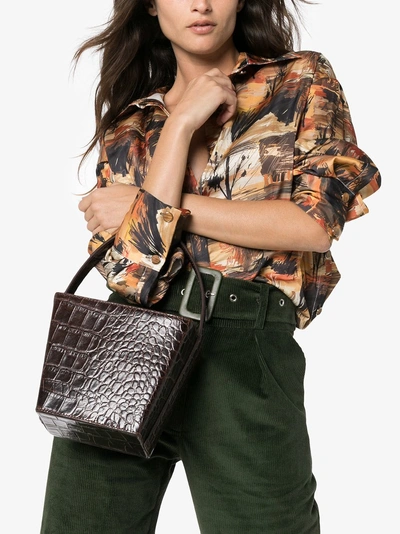 Staud Edie Crocodile-effect Leather Bucket Bag In Brown | ModeSens