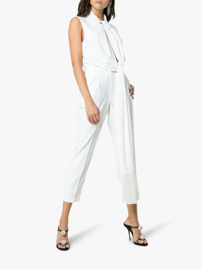 Shop Racil Front Pleat High Waist Wool Trousers In White