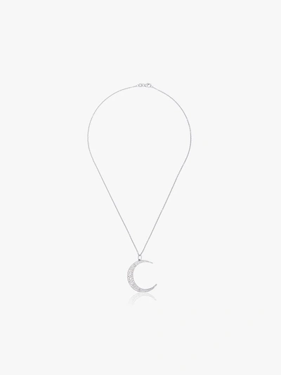 Shop Andrea Fohrman 18k White Gold Luna Diamond Necklace In Silver