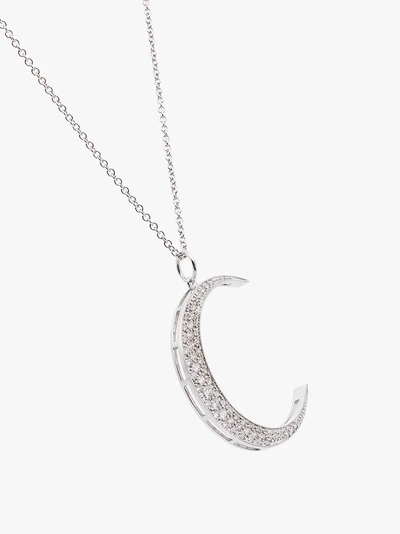Shop Andrea Fohrman 18k White Gold Luna Diamond Necklace In Silver