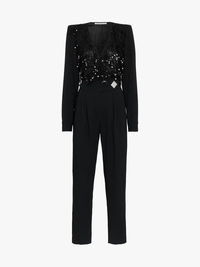 Shop Alessandra Rich Jumpsuit Mit Pailletten In Black